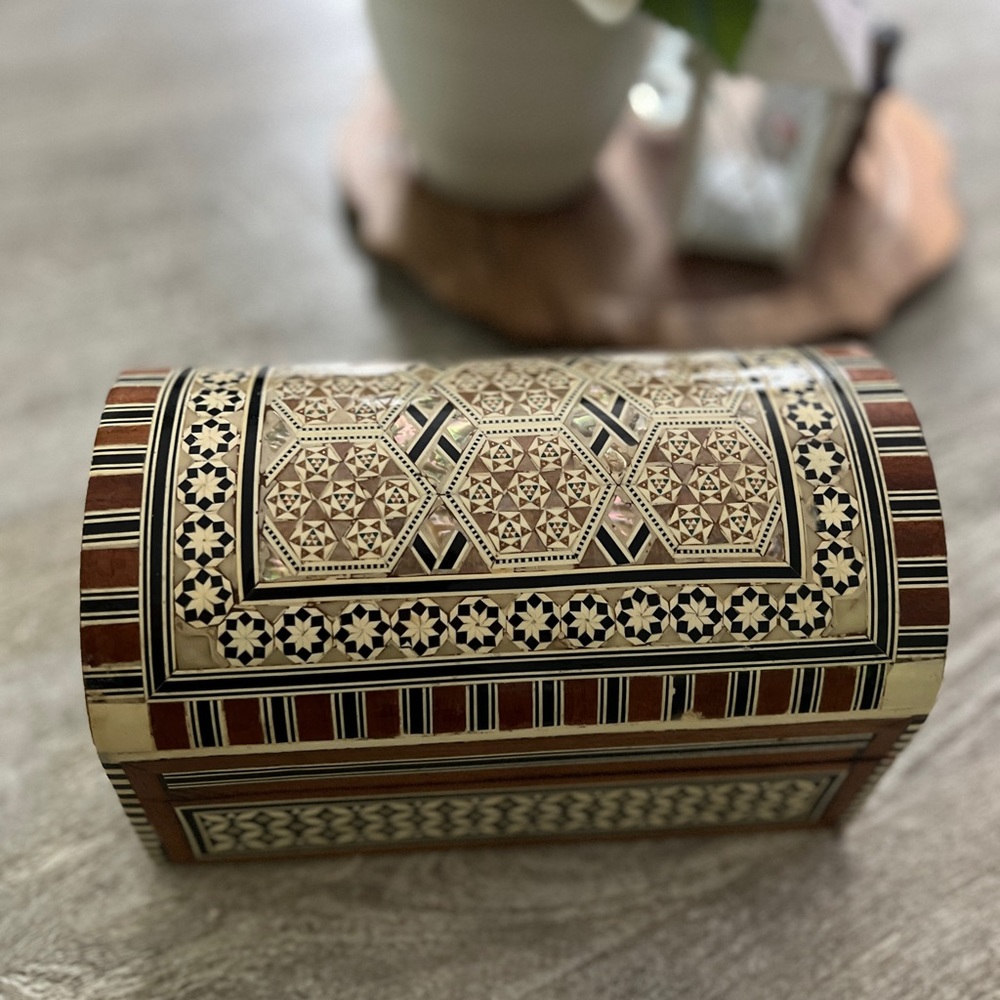 Egyptian mother of pearl wooden box
